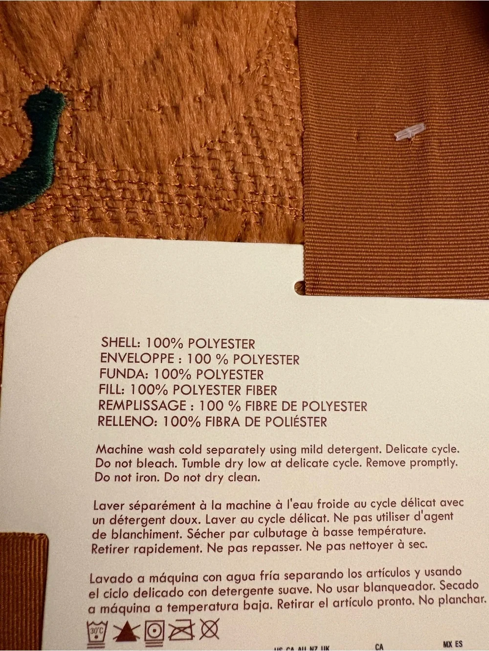 Embroidered Pumpkin Faux Fur Throw